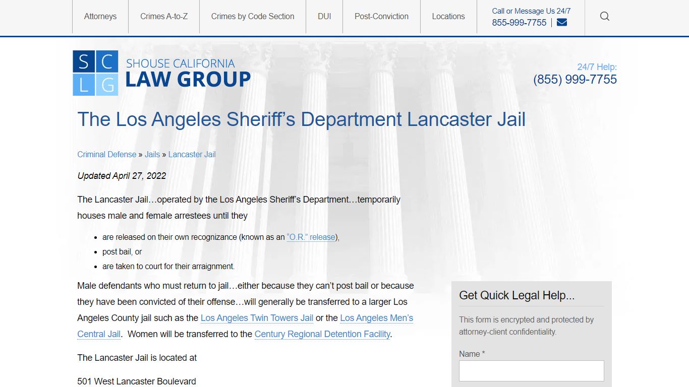 Lancaster CA Jail & Sheriffs Station | Inmate, Bail & Visiting Info